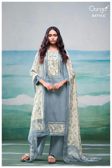 Ganga sreelika 4714 dress materials wholesale banarsi with pr